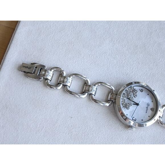 Brighton Varna Watch Silver Plated Butterfly Floating Rhinestone Retired 7.5" - Picture 8 of 9
